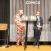 Lars Kramhøft receiving the "Best Danish Comics Author in 2020" Claus Deleuran Award.